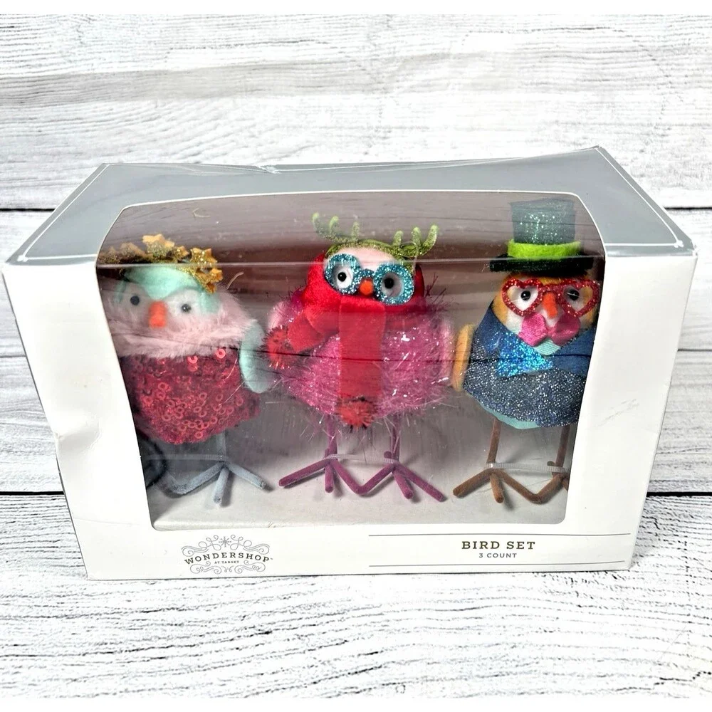 Target Wondershop Featherly Friends Christmas New Years Mini 3 Bird Set 2025 NEW
